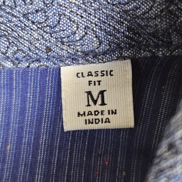 Robert Graham Men Flip Cuff Button-Up Shirt Stripe Flecked Cotton Paisley Blue M - Picture 8 of 16